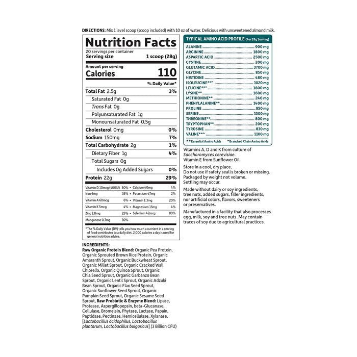 Garden of Life Organic Unflavored Protein 560g