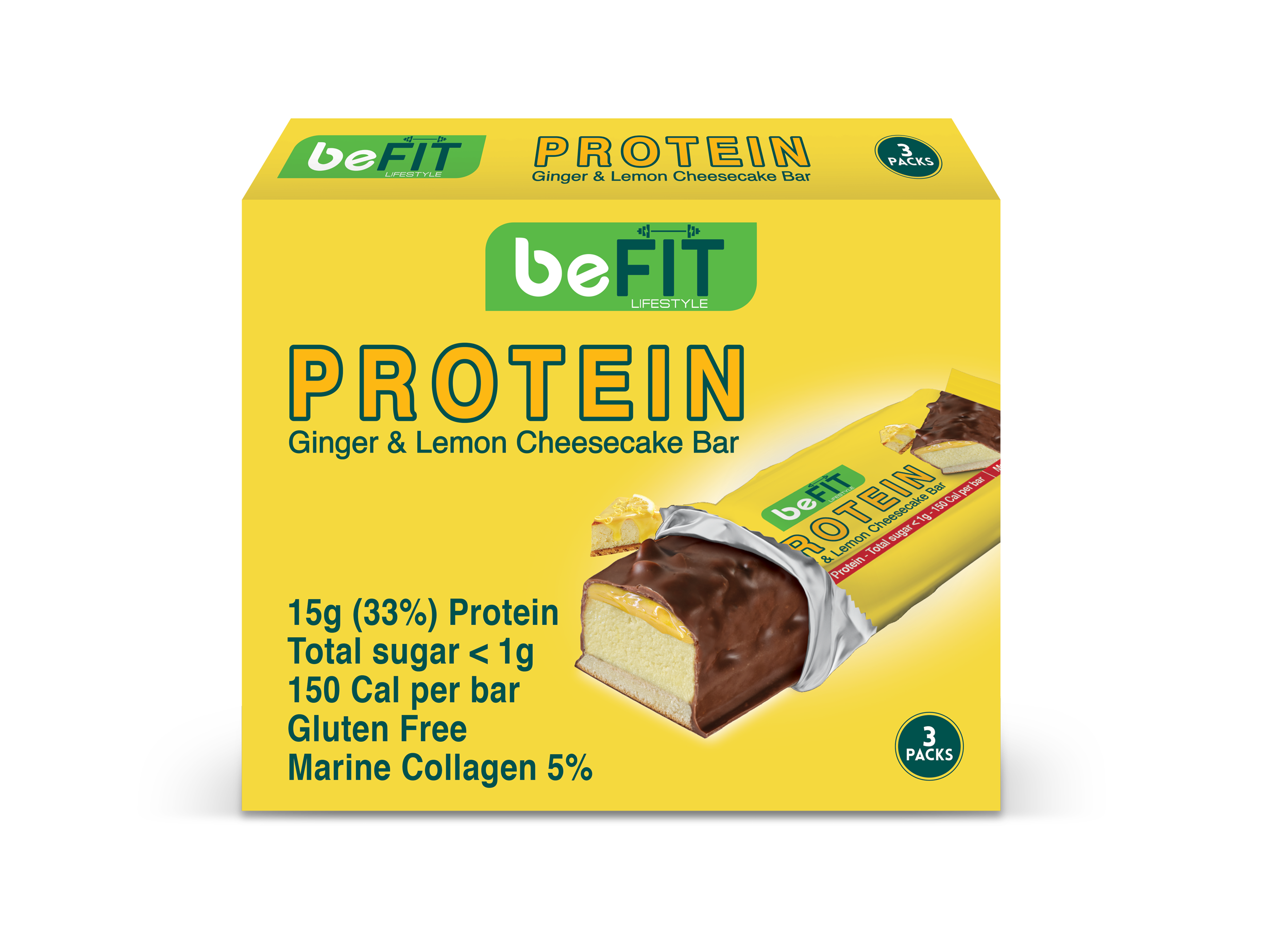 Befit-Premium Protein Bar 3pcs box Ginger Lemon