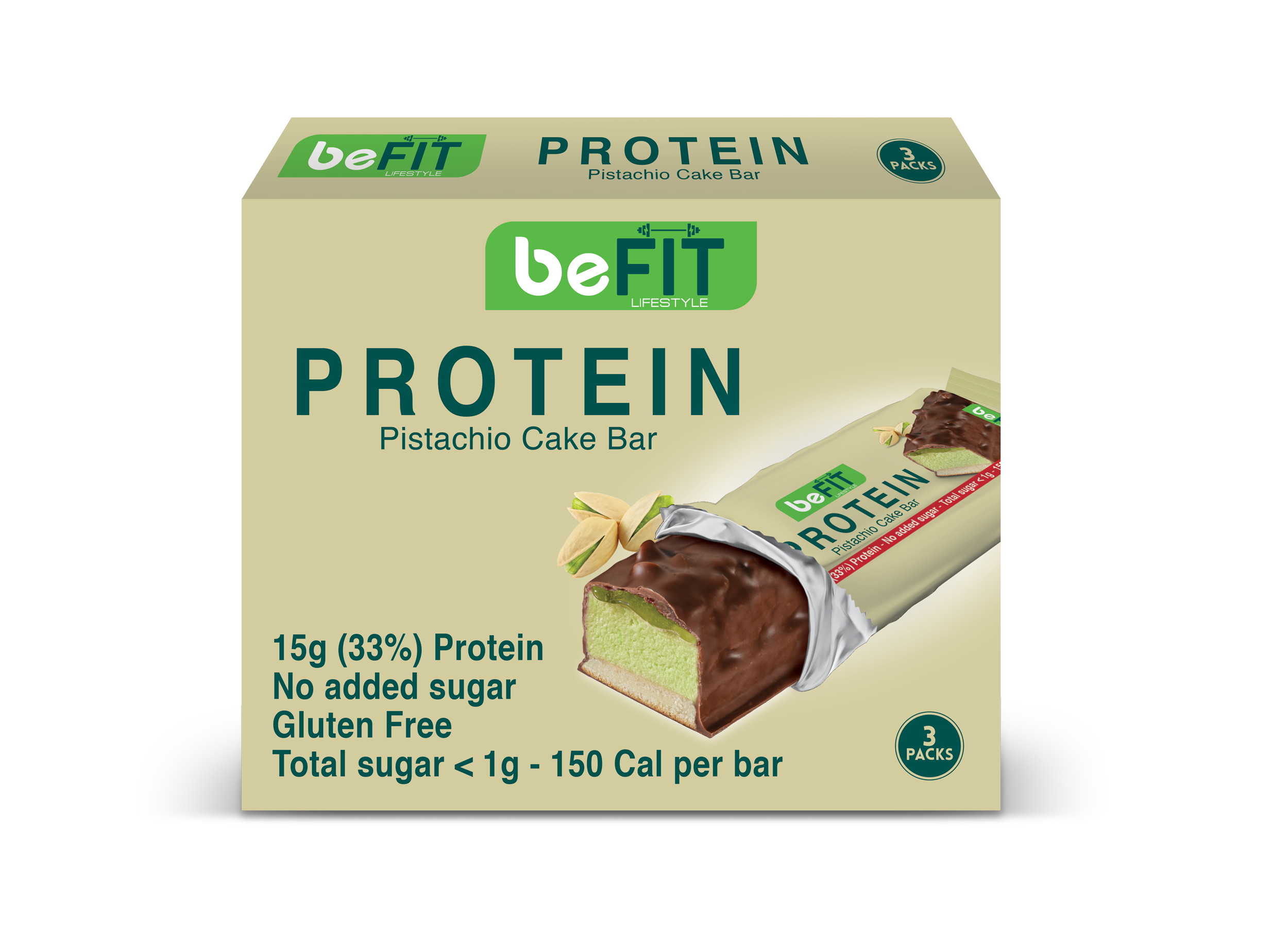 Befit-Premium Protein Bar 3pcs box Pistachio