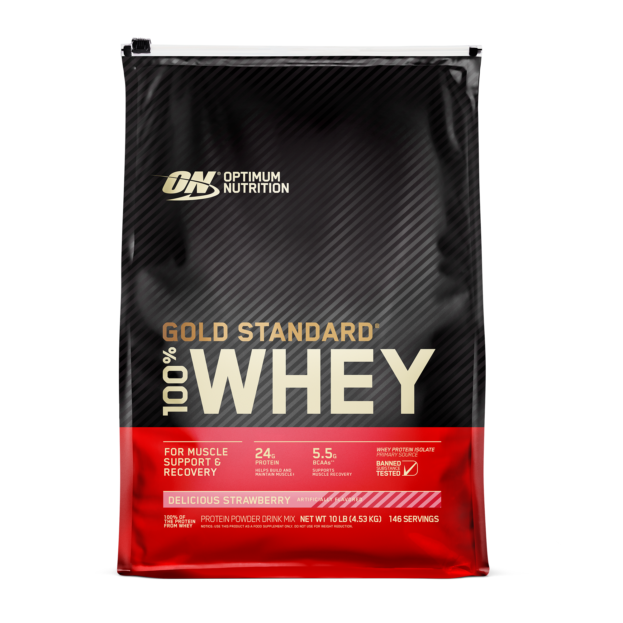 GOLD STD 100% WHEY DEL STRAW 10LB 2/CS