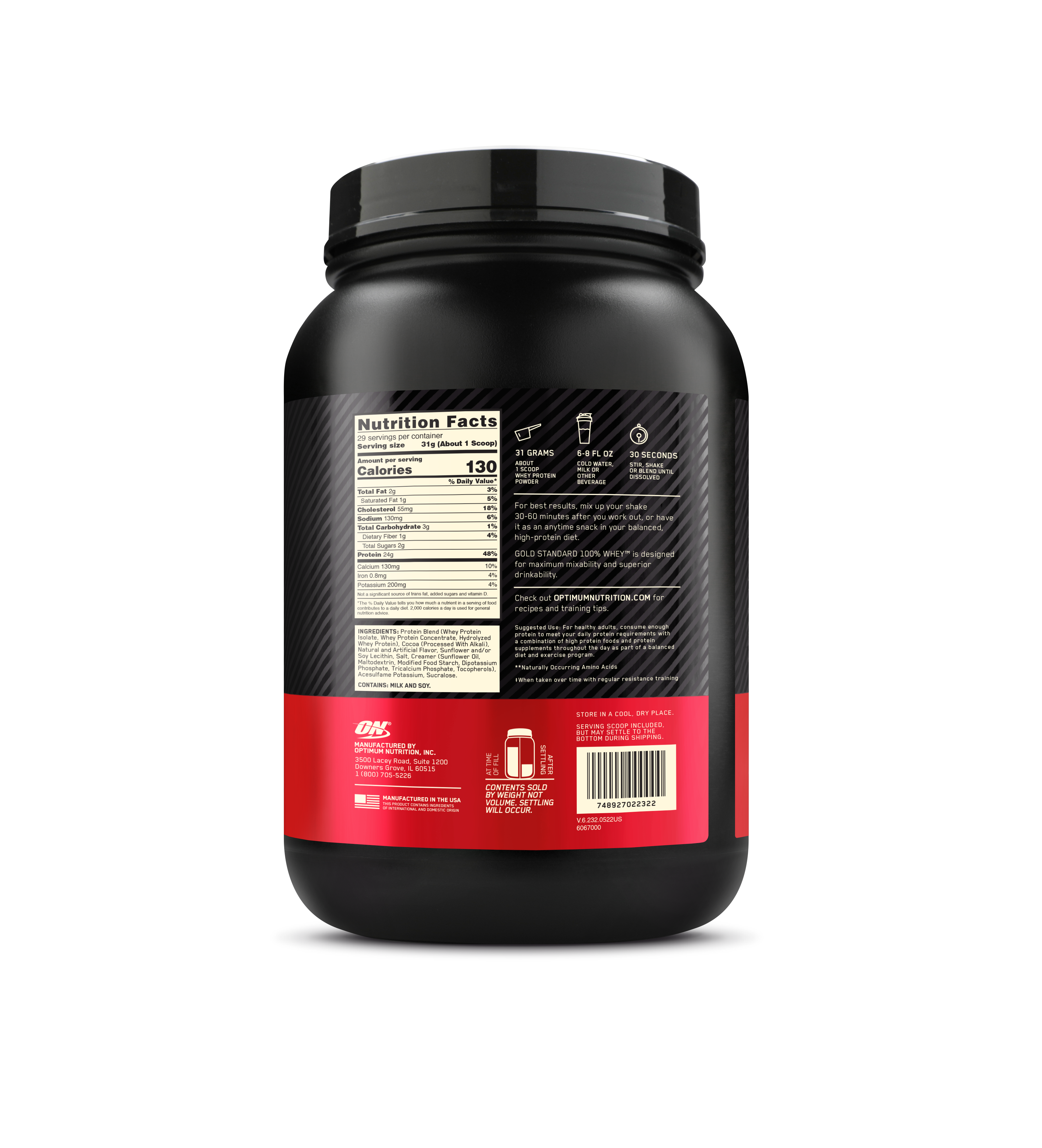 GOLD STD 100% WHEY CHOC MALT 2LB (6/CASE)