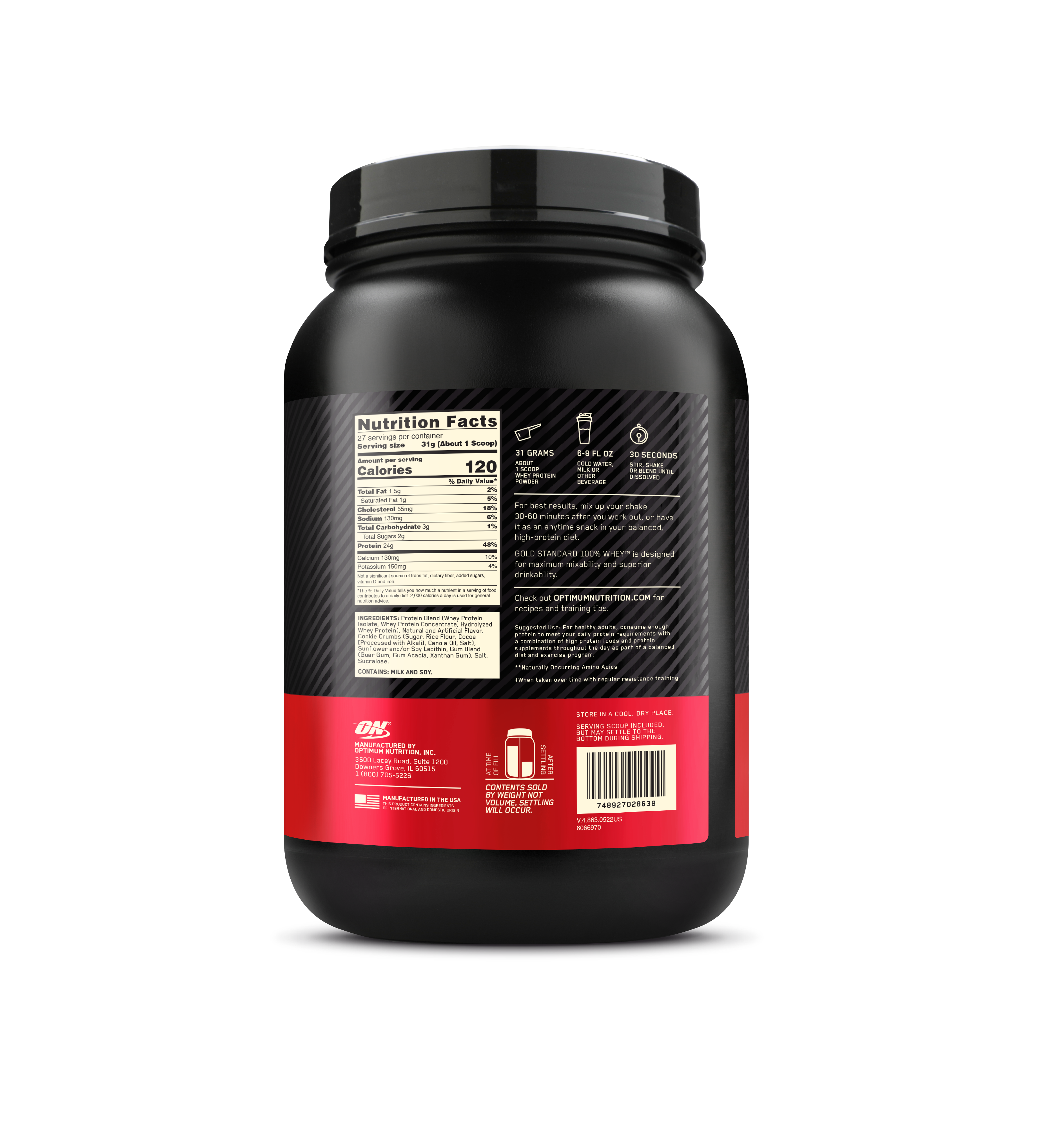 GOLD STD 100% WHEY C&C 2LB 6/CS