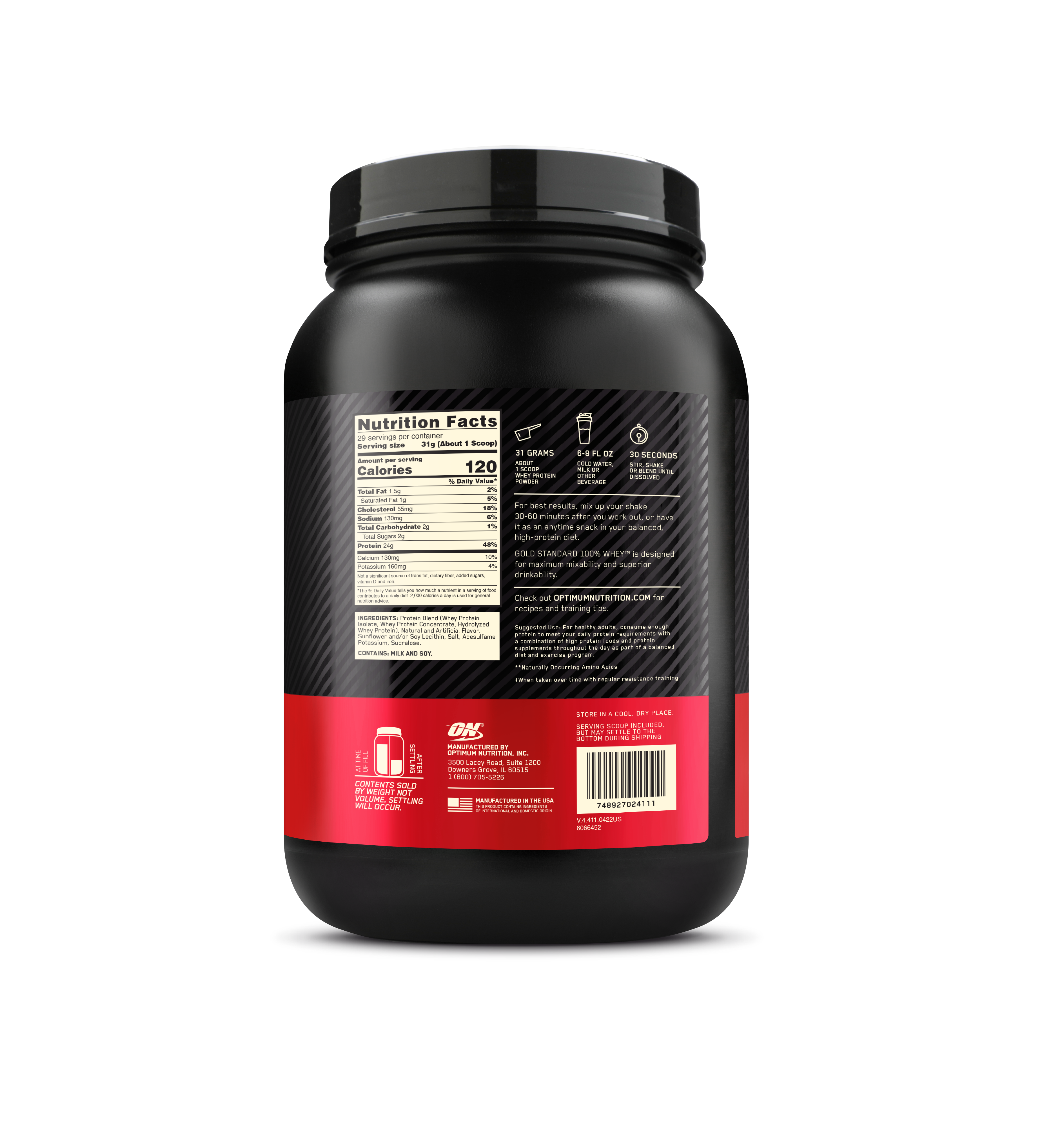 GOLD STD 100% WHEY FR VAN CR 2LB 6/CS