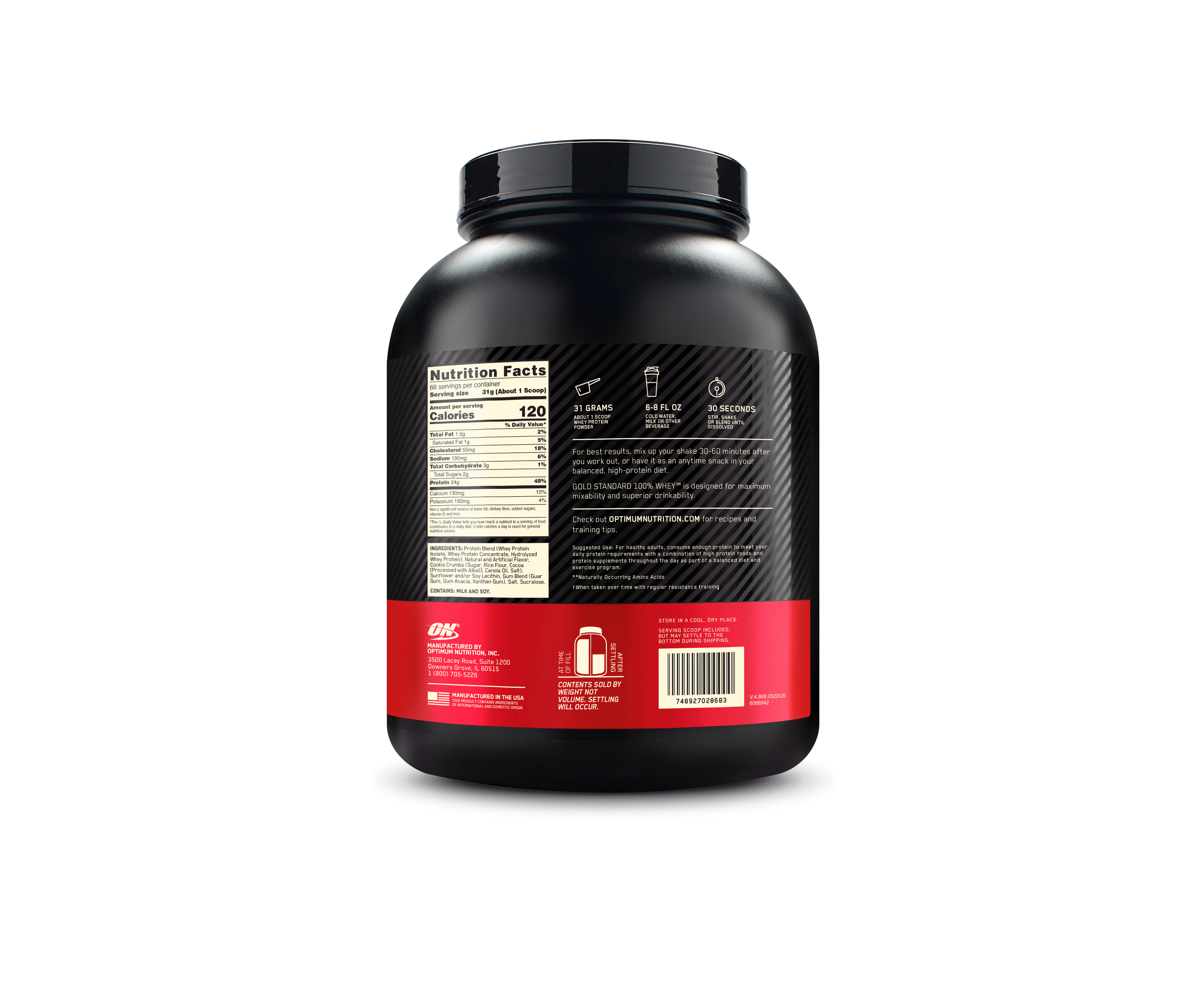 GOLD STD 100% WHEY C&C 5LB 4/CS