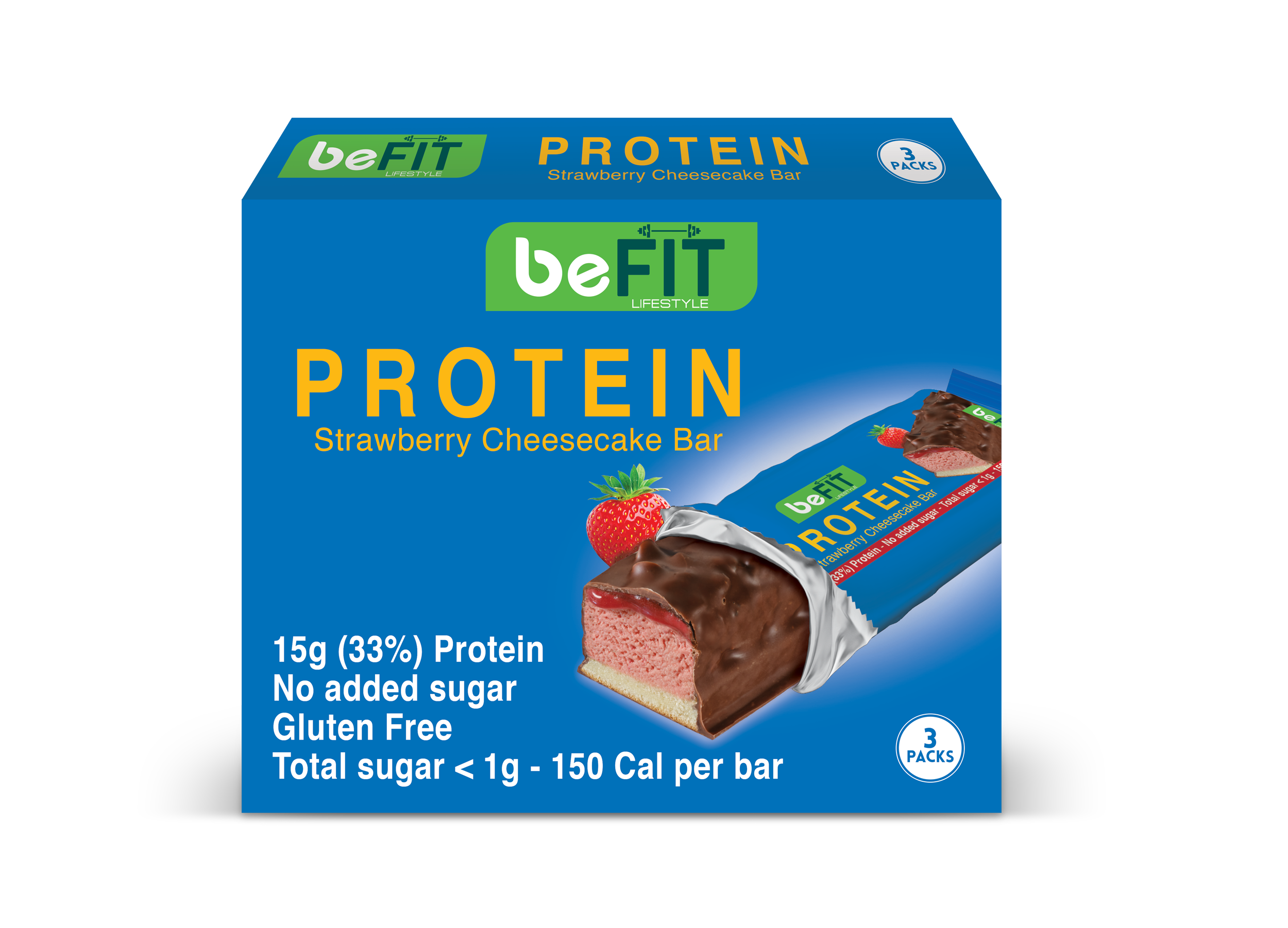 Befit-Premium Protein Bar 3pcs box Strawberry